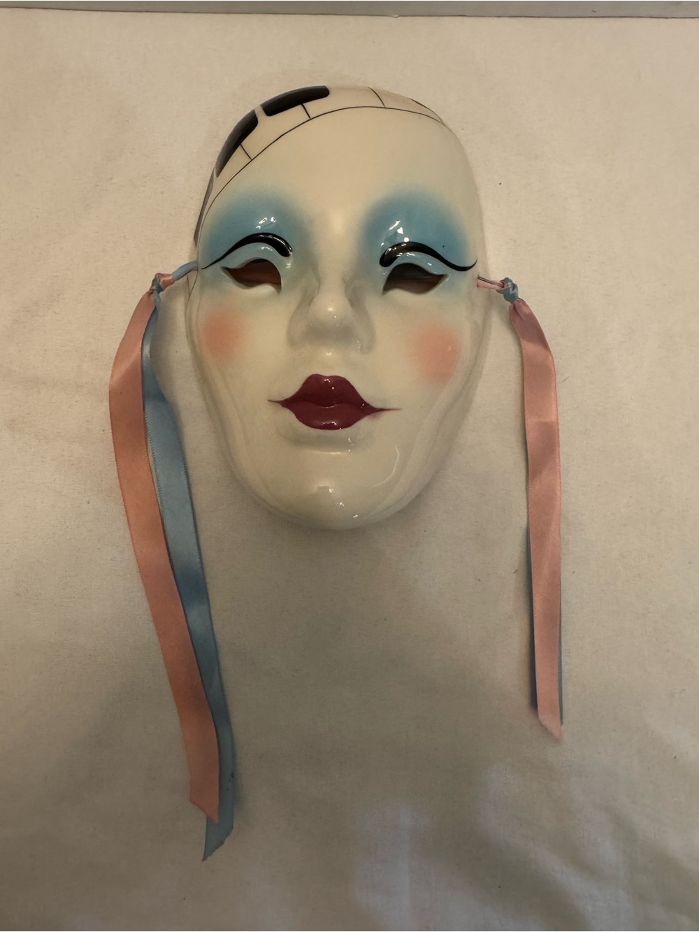 Vintage Porcelain/Ceramic New Orleans Mardi Gras Signed Lady Face Mask